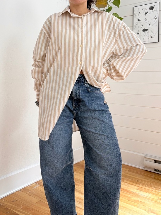 Vintage Tops - SOLD-Vintage stripe pyjama style button down